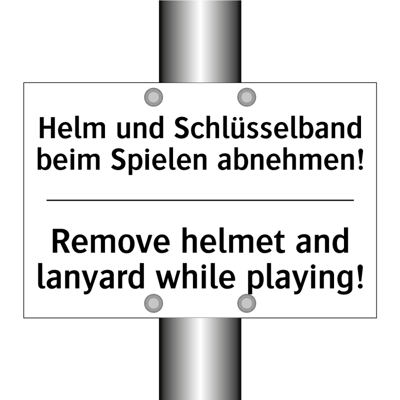 Helm und Schlüsselband beim Spielen /.../ - Remove helmet and lanyard while /.../