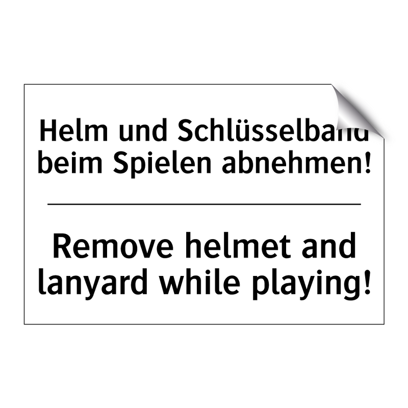 Helm und Schlüsselband beim Spielen /.../ - Remove helmet and lanyard while /.../