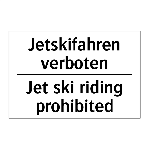 Jetskifahren verboten - Jet ski riding prohibited