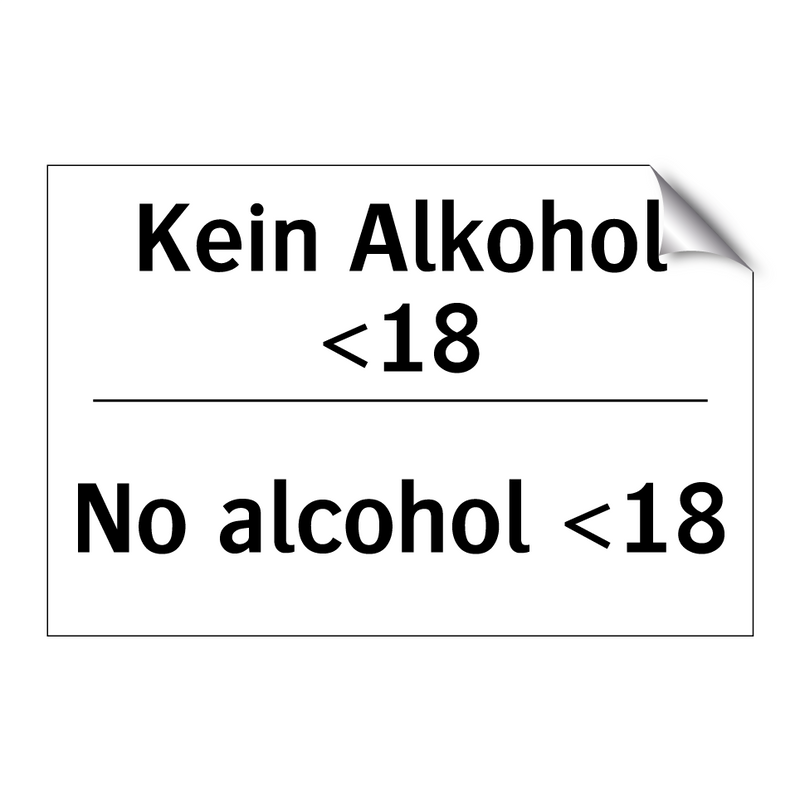 Kein Alkohol <18 - No alcohol <18