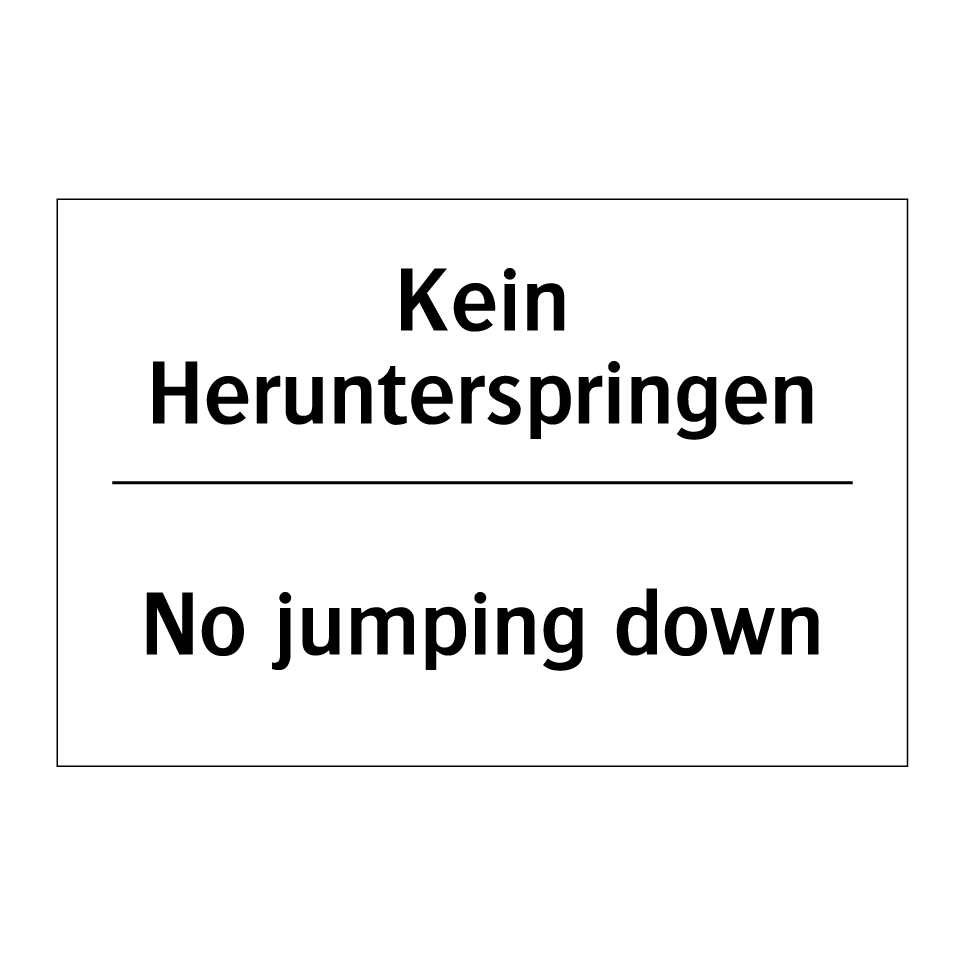 Kauf Kein Herunterspringen - No jumping down schild | SignOnline | DE-P3269