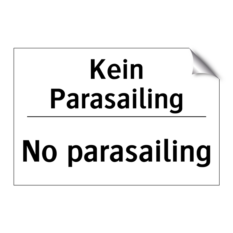 Kein Parasailing - No parasailing