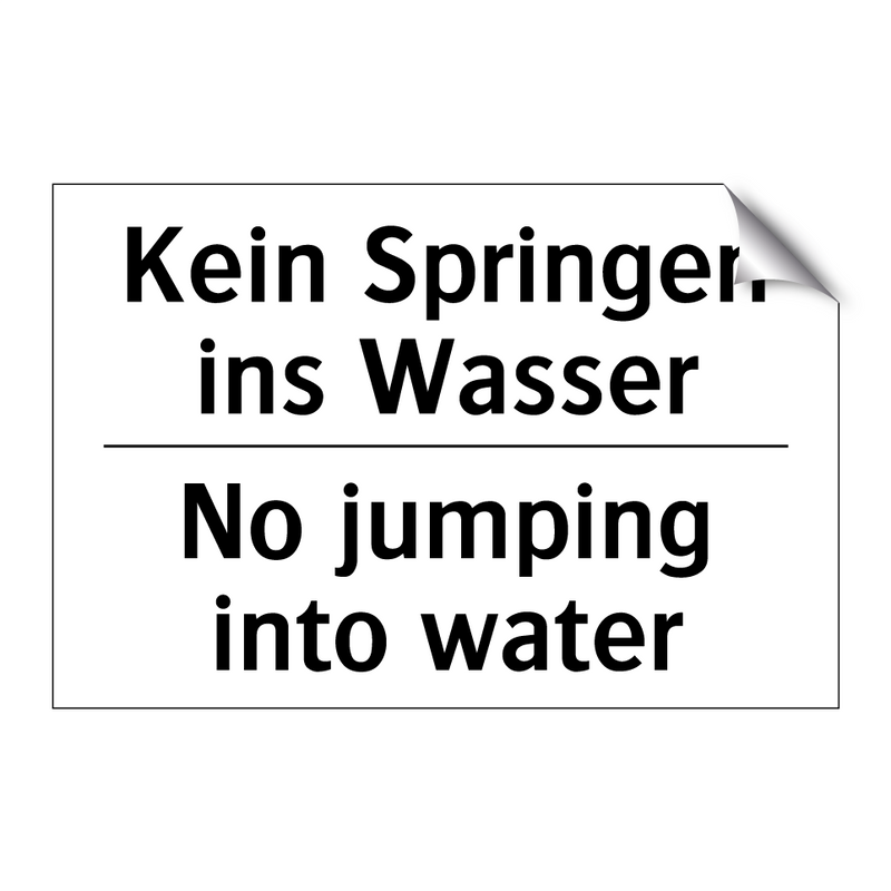 Kein Springen ins Wasser - No jumping into water