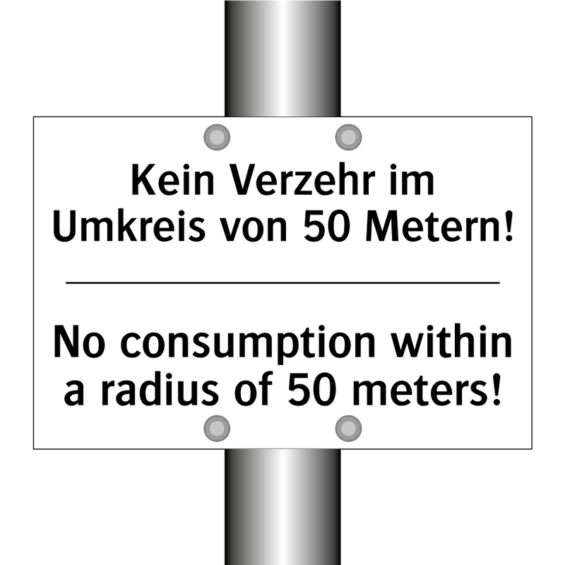 Kein Verzehr im Umkreis von 50 /.../ - No consumption within a radius /.../