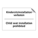 Kindersitzinstallation verboten/.../ - Child seat installation prohibited/.../