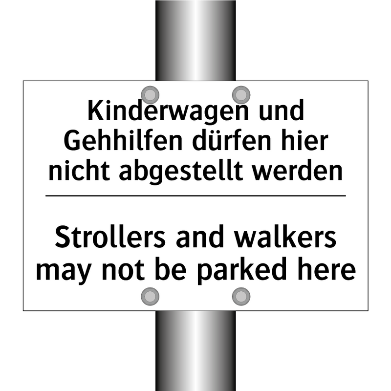 Kinderwagen und Gehhilfen dürfen /.../ - Strollers and walkers may not /.../