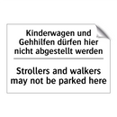 Kinderwagen und Gehhilfen dürfen /.../ - Strollers and walkers may not /.../