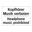 Kopfhörer Musik verboten - Headphone music prohibited