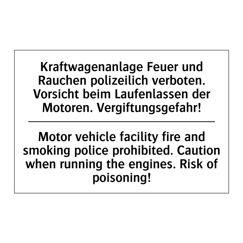 Kraftwagenanlage Feuer und Rauchen /.../ - Motor vehicle facility fire and /.../
