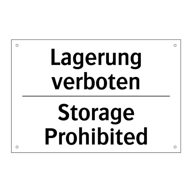 Lagerung verboten - Storage Prohibited