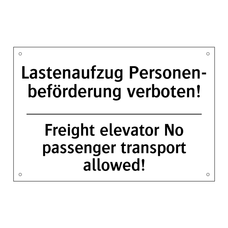 Lastenaufzug Personen- beförderung /.../ - Freight elevator No passenger /.../