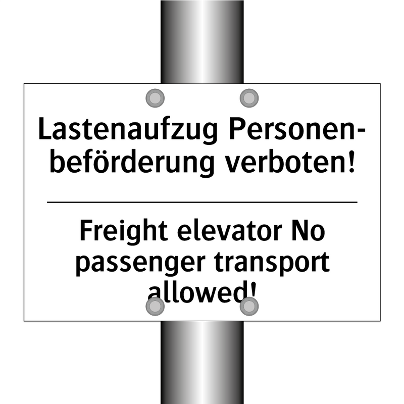 Lastenaufzug Personen- beförderung /.../ - Freight elevator No passenger /.../
