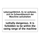 Lebensgefährlich. Es ist verboten, /.../ - Lethally dangerous. It is forbidden /.../