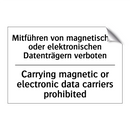 Mitführen von magnetischen oder /.../ - Carrying magnetic or electronic /.../