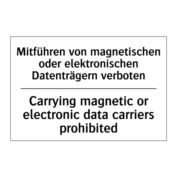 Mitführen von magnetischen oder /.../ - Carrying magnetic or electronic /.../