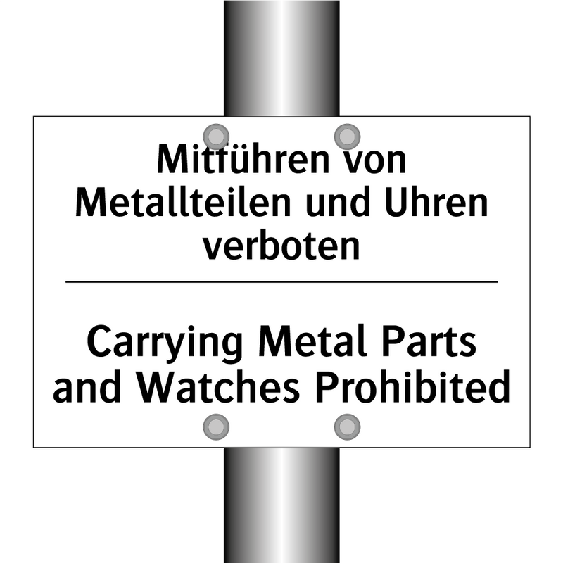 Mitführen von Metallteilen und /.../ - Carrying Metal Parts and Watches /.../