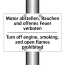 Motor abstellen, Rauchen und offenes /.../ - Turn off engine, smoking, and /.../