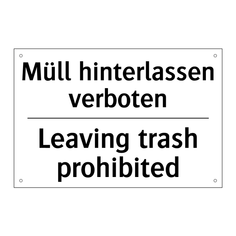 Müll hinterlassen verboten - Leaving trash prohibited