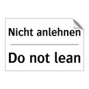 Nicht anlehnen - Do not lean