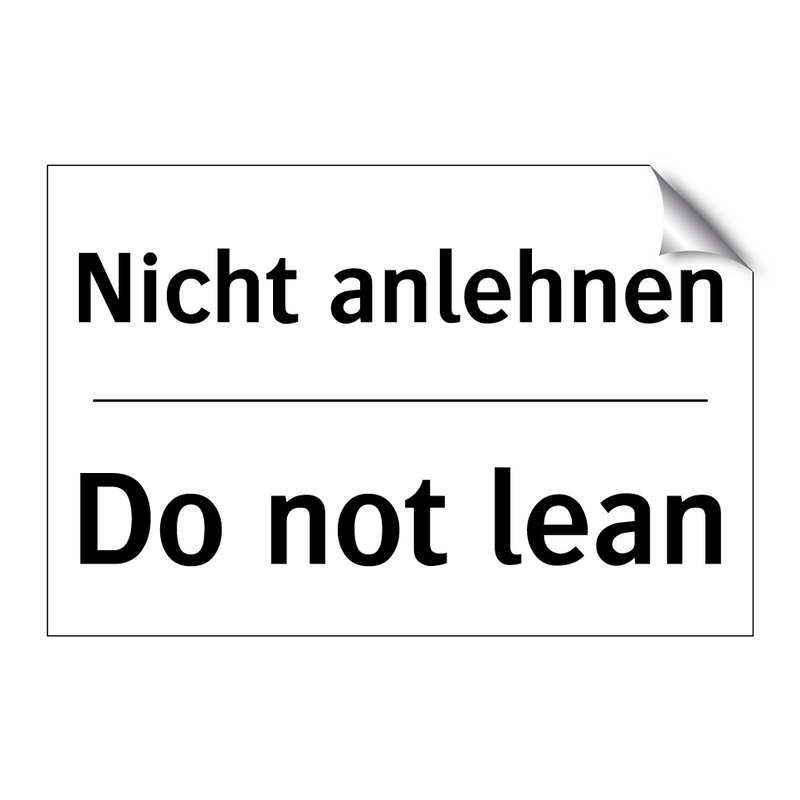 Nicht anlehnen - Do not lean