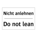 Nicht anlehnen - Do not lean