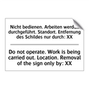 Nicht bedienen. Arbeiten werden /.../ - Do not operate. Work is being /.../