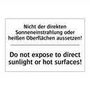Nicht der direkten Sonneneinstrahlung /.../ - Do not expose to direct sunlight /.../