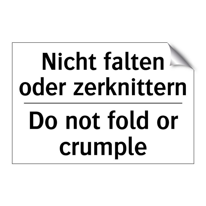 Nicht falten oder zerknittern - Do not fold or crumple