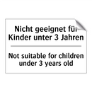Nicht geeignet für Kinder unter /.../ - Not suitable for children under /.../