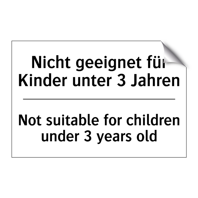 Nicht geeignet für Kinder unter /.../ - Not suitable for children under /.../