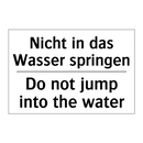 Nicht in das Wasser springen - Do not jump into the water