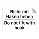 Nicht mit Haken heben - Do not lift with hook