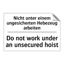 Nicht unter einem ungesicherten /.../ - Do not work under an unsecured /.../