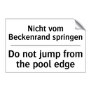 Nicht vom Beckenrand springen - Do not jump from the pool edge