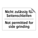 Nicht zulässig für Seitenschleifen/.../ - Not permitted for side grinding/.../
