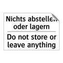 Nichts abstellen oder lagern - Do not store or leave anything