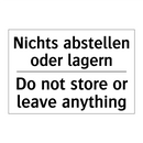 Nichts abstellen oder lagern - Do not store or leave anything
