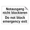 Notausgang nicht blockieren - Do not block emergency exit
