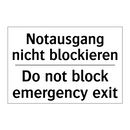 Notausgang nicht blockieren - Do not block emergency exit