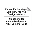 Parken für Unbefugte verboten. /.../ - No parking for unauthorized persons. /.../