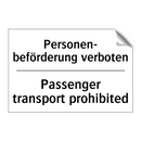 Personen- beförderung verboten - Passenger transport prohibited
