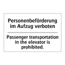 Personenbeförderung im Aufzug /.../ - Passenger transportation in the /.../