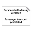 Personenbeförderung verboten - Passenger transport prohibited