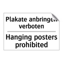Plakate anbringen verboten - Hanging posters prohibited