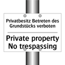 Privatbesitz Betreten des Grundstücks /.../ - Private property No trespassing/.../