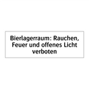 Bierlagerraum: Rauchen, Feuer und offenes Licht verboten