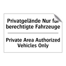 Privatgelände Nur für berechtigte /.../ - Private Area Authorized Vehicles /.../