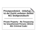 Privatgrundstück - Unbefugten /.../ - Private Property - No Trespassing /.../
