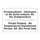 Privatgrundstück - Unbefugten /.../ - Private Property - No Trespassing /.../