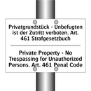 Privatgrundstück - Unbefugten /.../ - Private Property - No Trespassing /.../